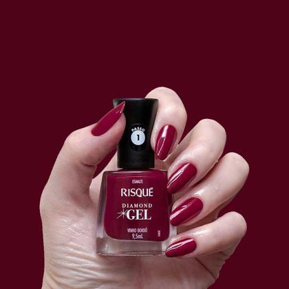 Imagem de Esmalte Diamond Gel Vinho Bordô Risqué 9,5ml