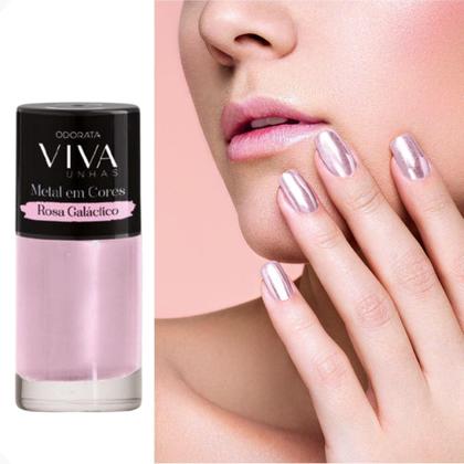 Imagem de Esmalte Em Gel Metalizado Rosa Galáctico Não Precisa Cabine