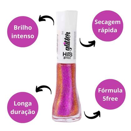Imagem de Esmalte Glitter Hits Diamante Legado Pink 8ml