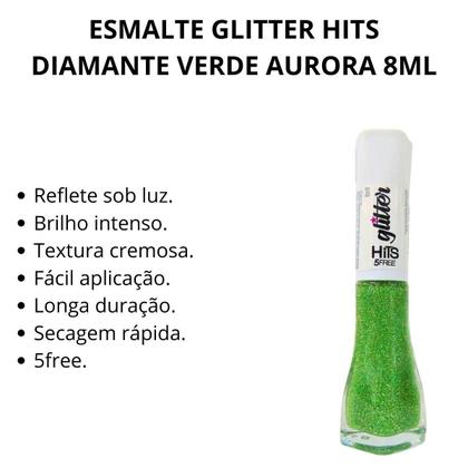 Imagem de Esmalte Glitter Hits Diamante Verde Aurora 8ml
