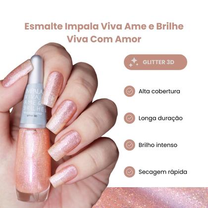 Imagem de Esmalte impala glitter 3d viva, ame e brilhe viva com amor