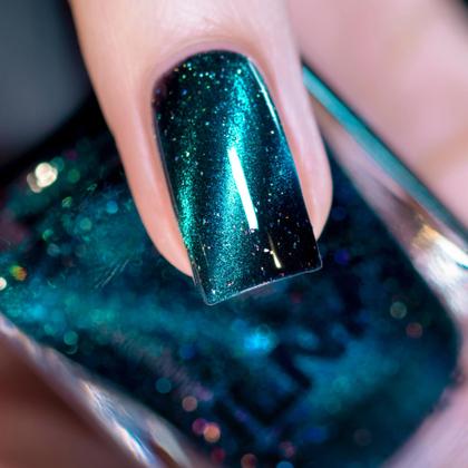 Imagem de Esmalte Magnético Holográfico ILNP VIP - Base Preta e Verde-Azulado
