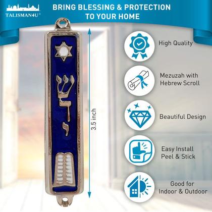 Imagem de Esmalte prateado Mezuzah TALISMAN4U Ten Mandments 9cm