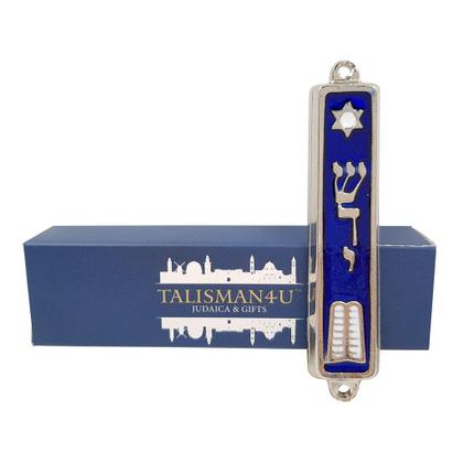Imagem de Esmalte prateado Mezuzah TALISMAN4U Ten Mandments 9cm