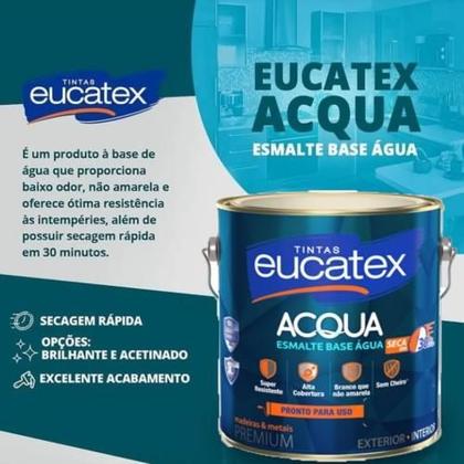 Imagem de Esmalte Preto Brilhante Base Agua Acqua Eucatex 900ml