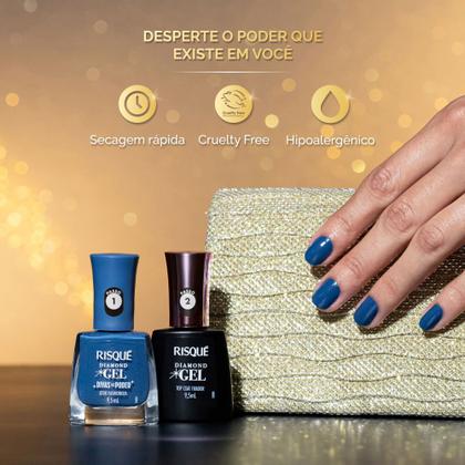 Imagem de Esmalte Risqué Diamond Gel Divas No Poder Azul Look Fashionista 9,5