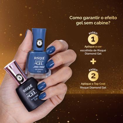 Imagem de Esmalte Risqué Diamond Gel Divas No Poder Azul Look Fashionista 9,5