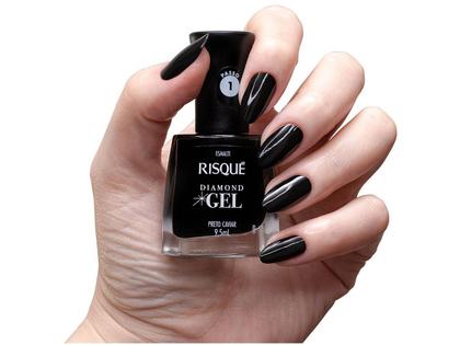 Imagem de Esmalte Risqué Diamond Gel Preto Caviar - Cremoso Hipoalergênico 9,5ml