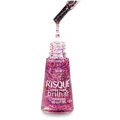 Imagem de Esmalte Risqué Livre Para Brilhar Cravejada Glitter