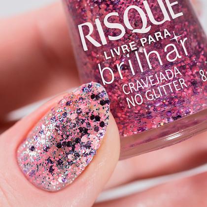 Imagem de Esmalte Risqué Livre Para Brilhar Cravejada Glitter
