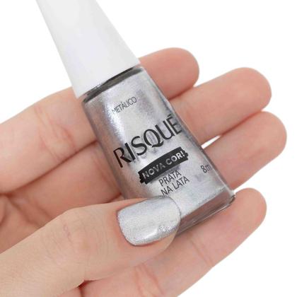 Imagem de Esmalte Risqué Nova Cor Metálico Cor Prata na Lata 8ml