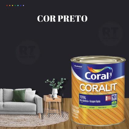 Imagem de Esmalte Sintético Base Água Coral Coralit 800ml Cor Cinza Brilhante p/Madeiras e Metais e Pintura em Artesanato de MDF