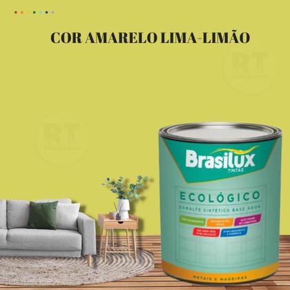 Imagem de Esmalte Sintético Brasilux Base Água Ecologico Cor Amarelo 800ML Brilhante