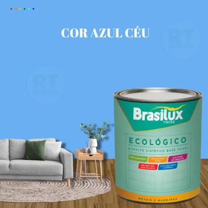 Imagem de Esmalte Sintético Brasilux Base Água Ecologico Cor Azul 800ML Brilhante