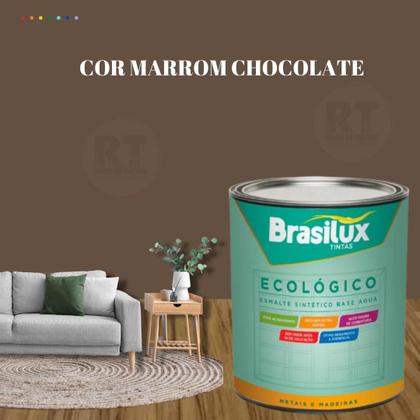 Imagem de Esmalte Sintético Brasilux Base Água Ecologico Cor Marrom 800ML Brilhante