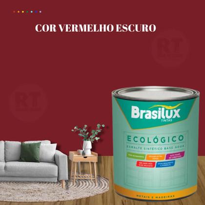 Imagem de Esmalte Sintético Brasilux Base Água Ecologico Cor Vermelho 800ML Brilhante