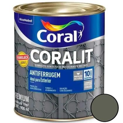 Imagem de Esmalte Sintético Fundo e Acabamento Ferrolack Coralit Antiferrugem 900ml Cinza - 5203036 - CORAL