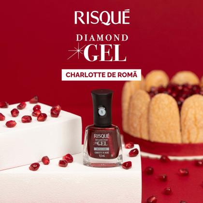 Imagem de Esmalte Vermelho Risqué Diamond Gel Charlotte de Romã Metálico 9,5 ml