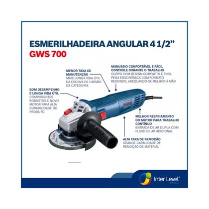 Imagem de Esmerilhadeira Angular 115mm 710w Gws 700 Bosch 220v