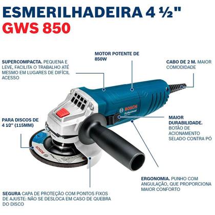 Imagem de Esmerilhadeira Angular 4.1/2 Pol. 850W