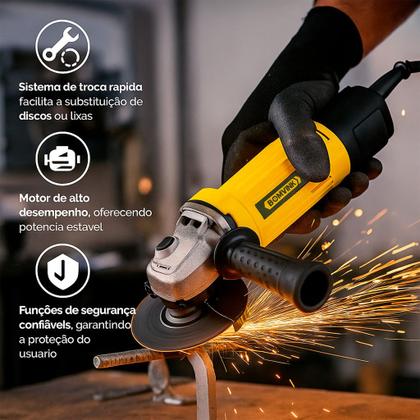 Imagem de Esmerilhadeira Angular Bomvink Potente e Compacta Ideal para Cortes Precisos e Polimentos 127V