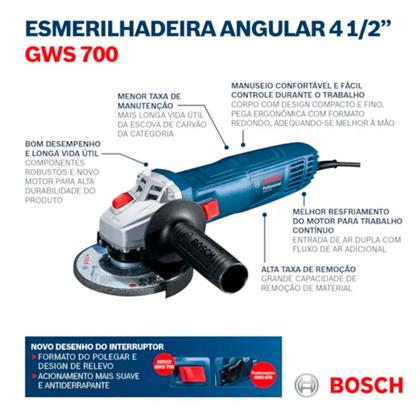 Imagem de Esmerilhadeira Angular Bosch 4.1/2 GWS 700 710w 127v