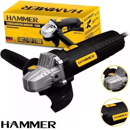 Imagem de Esmerilhadeira Angular de 4.1/2 Pol. 127v 710W Preto Hammer