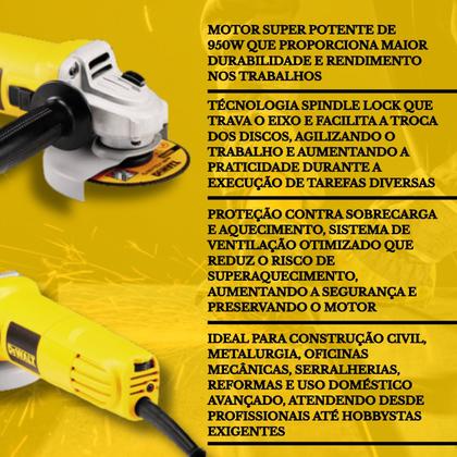 Imagem de Esmerilhadeira Angular Dewalt 950w C/ Controle Velocidade 220v 4.1/2 Lixadeira Profissional Variável