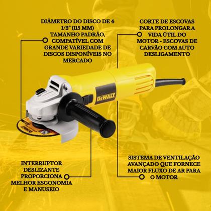 Imagem de Esmerilhadeira Angular Dewalt 950w C/ Controle Velocidade 220v 4.1/2 Lixadeira Profissional Variável