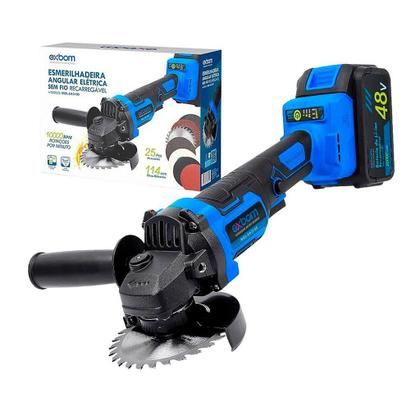 Imagem de Esmerilhadeira Angular Elétrica 48V Recarregável com 2 Baterias 20000mAh, Motor Brushless e Kit 25 Peças com Maleta