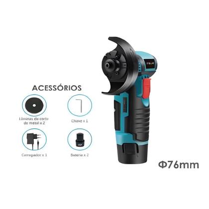 Imagem de Esmerilhadeira Angular Lixadeira Portátil Com 2 Baterias Recarregável 12v 76mm Profissional 1994