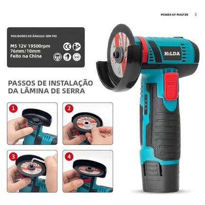 Imagem de Esmerilhadeira Angular Sem Fio HILDA 12V Para Polimento E Desbaste, Ferramenta Elétrica De Diamante