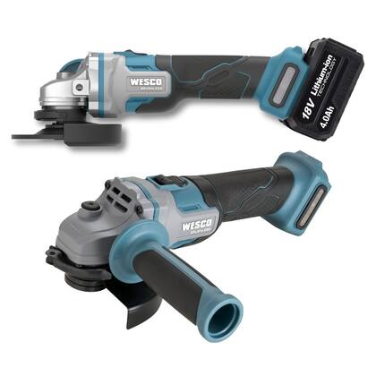 Imagem de Esmerilhadeira Angular Wesco S/ Fio + Bateria 4ah Carregador 18V Lixadeira Profissional Ferro Metal