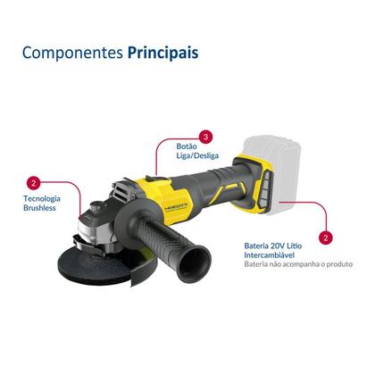 Imagem de Esmerilhadeira Menegotti 115mm Mei-21 20V + bateria e carreg