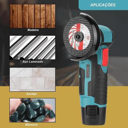 Imagem de Esmerilhadeira Portatil Serra Lixadeira Sem Fio Angular