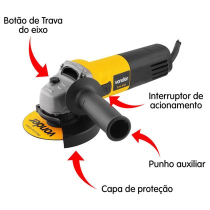 Imagem de Esmerilhadeira Vonder Angular Lixadeira Eav650 3 Discos 127v