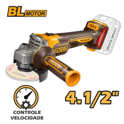 Imagem de Esmerilhadeiraa angular bl ingco com 2 bat 4.0ah 4.1/2" 1.000w max 3 vel à bateria 20v