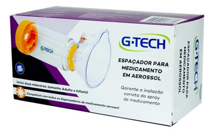 Imagem de Espaçador Bombinha Medicamento Aerossol Inalação G-tech Máscaras Adulto e Infantil