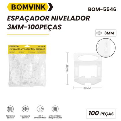 Imagem de Espaçador e nivelador para piso 3,0 mm com 100 peças - BOM-5546