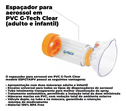 Imagem de Espaçador Inalador Aerosol Medicamentos Gtech Kit Com 3 Uni Laranja-claro