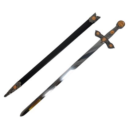 Imagem de Espada Cavaleiros Templários Prata E Bronze Com Bainha