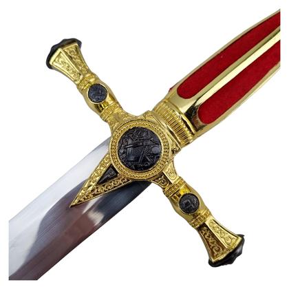 Imagem de Espada Cerimonial Maçônica Vermelho E Dourada Com Bainha