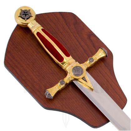 Imagem de Espada Medieval Decorativa com Bainha e Suporte de Parede