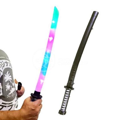 Imagem de Espada Ninja Brinquedo Katana Samurai com Som e Luz À Pilha - Preto