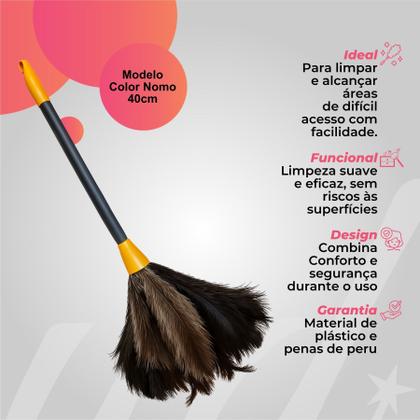 Imagem de Espanador de Pó Dasshaus Penas de Peru 40cm Limpeza Delicada e Eficiente