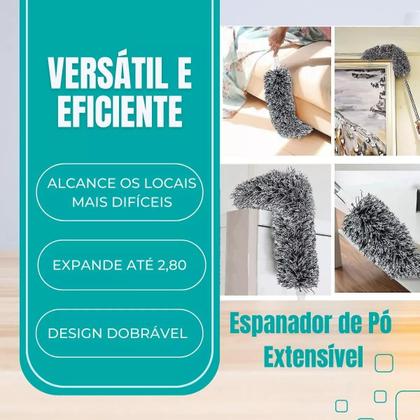 Imagem de Espanador de Pó Extensível com Microfibra Eletrostática Flexível e Perfeito para Limpeza de Teto e Cantos