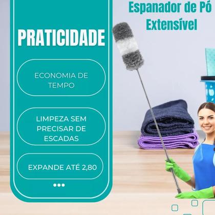 Imagem de Espanador De Pó Haste Flexível De Microfibra P Cabo Extensor Dobrável Limpeza a Seco Tira o Pó