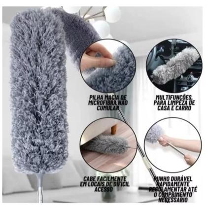 Imagem de Espanador De Pó Haste Flexível De Microfibra P Cabo Extensor Dobrável Limpeza a Seco Tira o Pó
