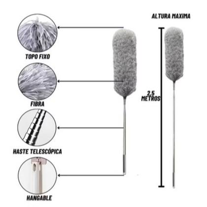 Imagem de Espanador De Pó Haste Flexível De Microfibra P Cabo Extensor Dobrável Limpeza a Seco Tira o Pó