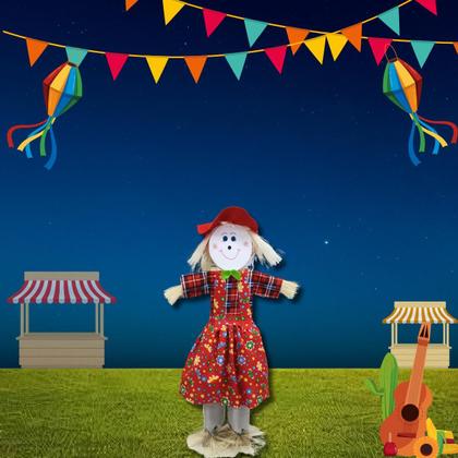 Imagem de Espantalho Artesanal Grande 87cm para Festa Junina e Arraiá